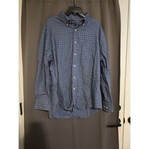 Nautica Traveler Twill Blue‎ Plaid Shirt, Men's XL Button Down. Long Sleeve